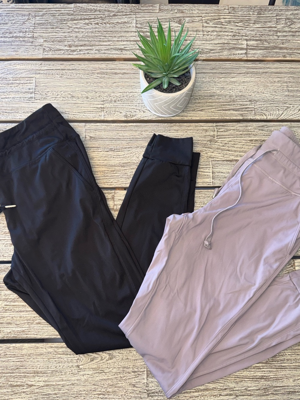Set of 2 Women's TALL Active Jogger Pants, Black & Gray, Sz Large
